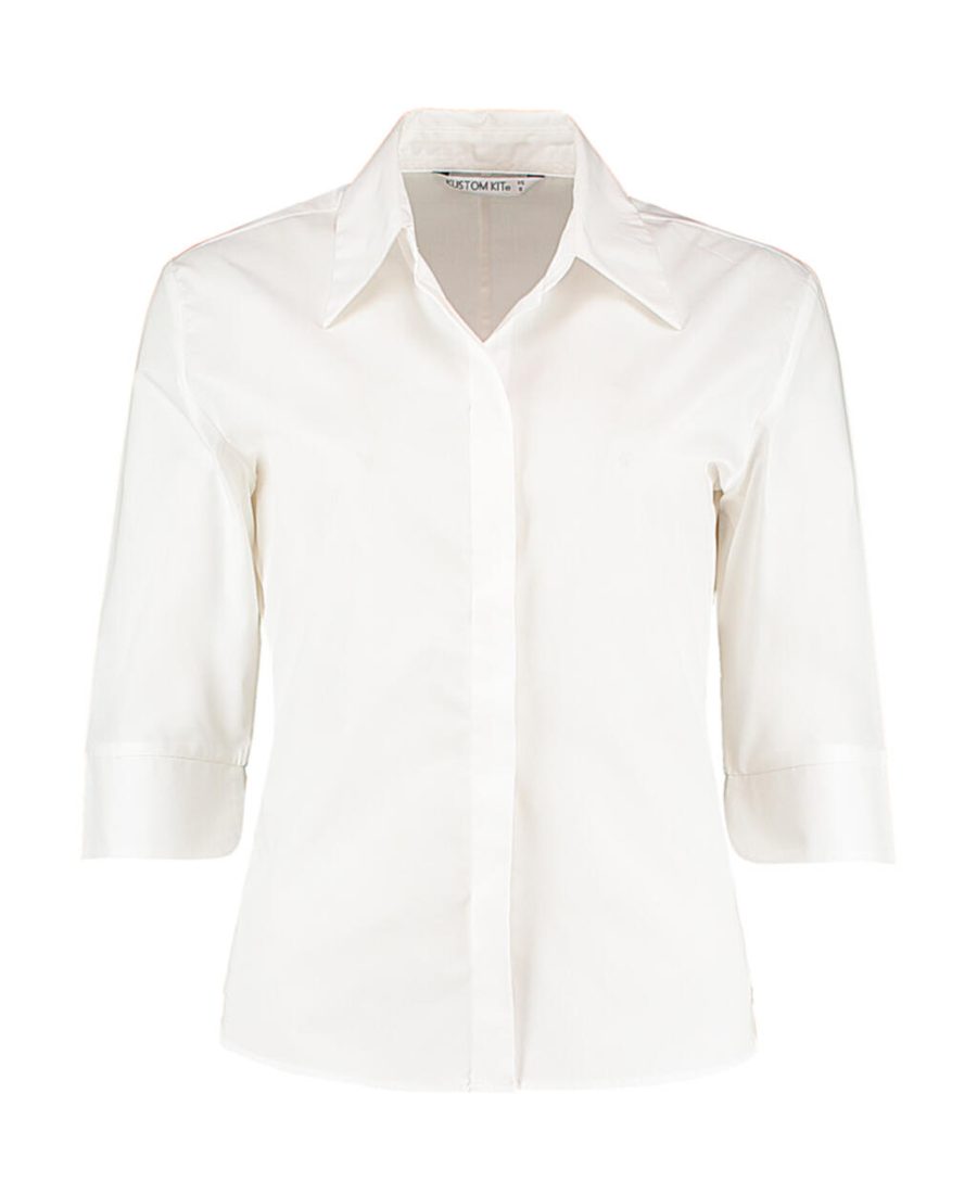 Kustom Kit Women's Tailored Fit Continental Blouse 3/4 Sleeve KK715
