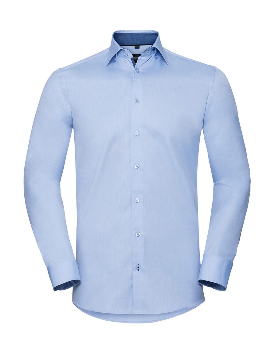 Russell Athletic Collection Men's Long Sleeve Tailored Contrast Herringbone Shirt 0R964M0