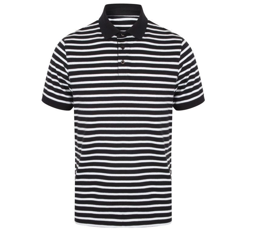 Front Row Striped Jersey Polo Shirt FR230 – Navy/White